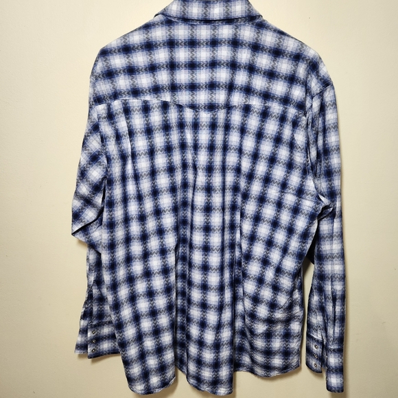 Wrangler western mens pearl snap button down plaid print shirt szxxl - Picture 2 of 12